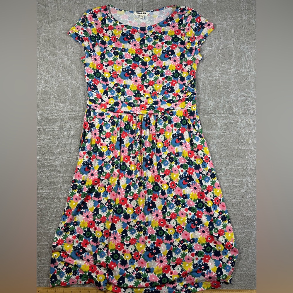 Boden Floral Mini Dress in Navy, Pink, Yellow, Green